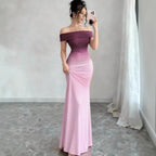 Gradient One Shoulder Sheath Maxi Dress