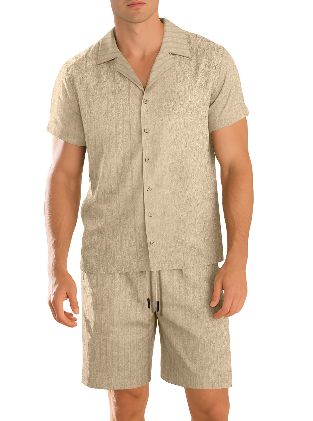 Mens Commuter Casual Button-Down Short-Sleeve Shirt Set
