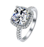Women's square round diamond ring Creative micro-set zircon simple ring