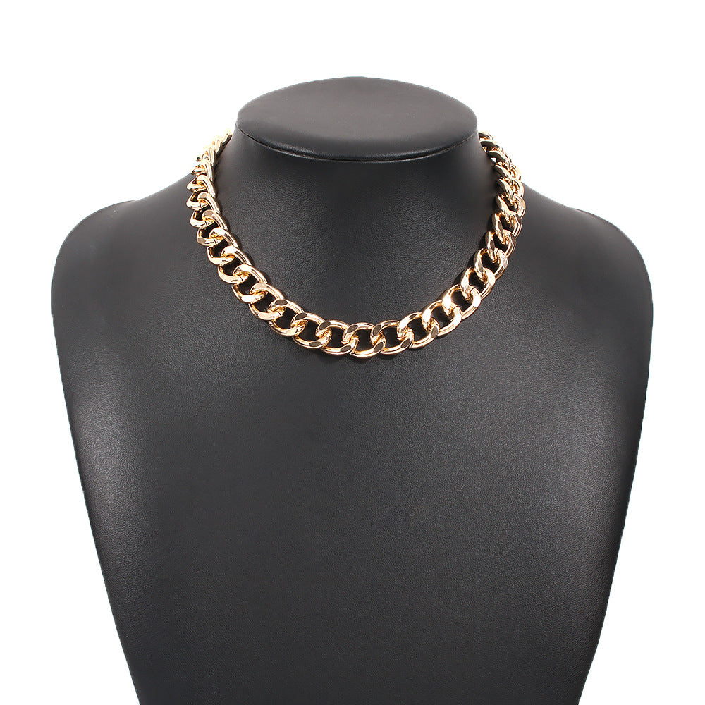 Fashion Big Necklace for Women Twist Gold Silver Color Chunky Thick Lock Choker Chain Necklaces Party Jewelry
