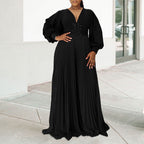 Women's Wide-leg Pleated African Jumpsuit Slightly Elastic