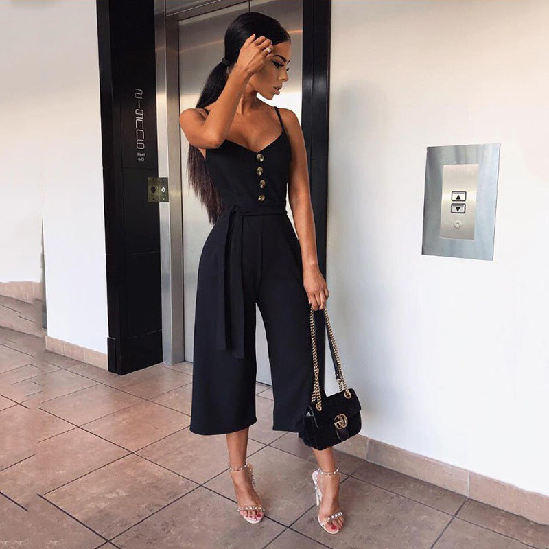 Elegant Commuter Backless Jumpsuit With Straps