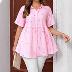 European And American Plus-Size Women's Striped Shirt