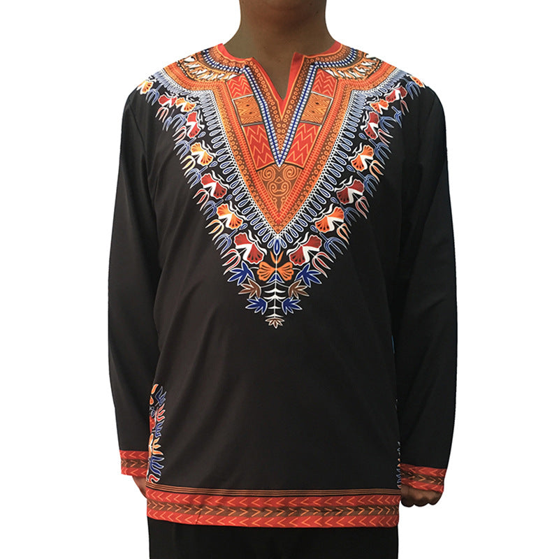 African retro ethnic style printed long sleeve men