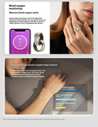 Smart Ring For Men Women Heart Rate Blood Oxygen Monitoring Multi Sports Modes IP68 Waterproof Smart Rings For Android IOS