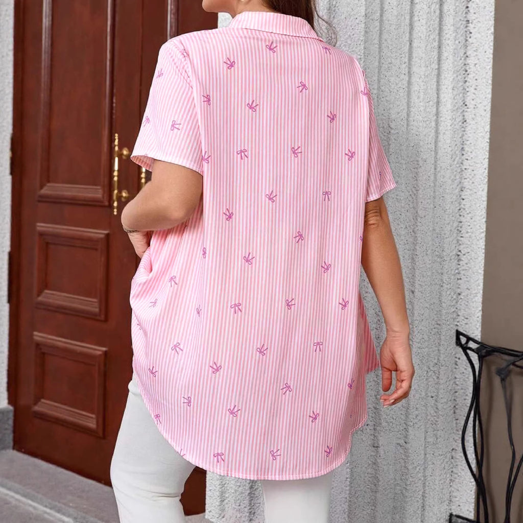 European And American Plus-Size Women's Striped Shirt