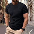 High-end Mesh Ice Silk Short Sleeve T-shirt Men's Round Neck Summer Solid Color