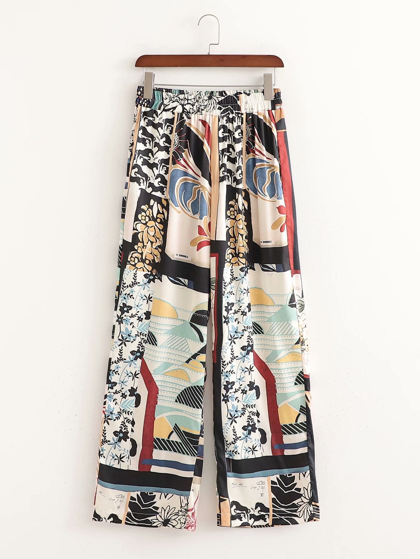 Retro Patchwork Printed Kimono Jacket Pants