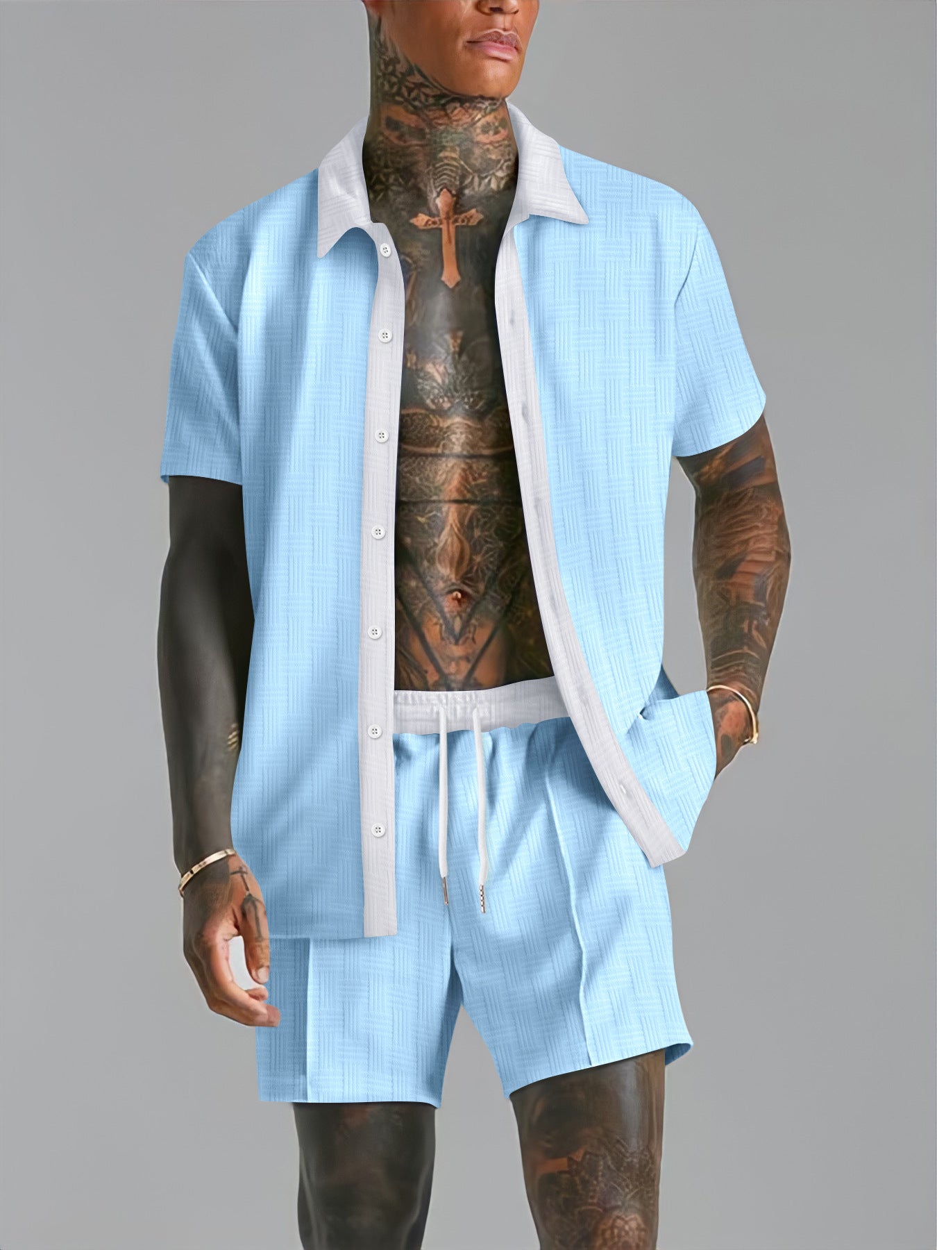 Men's Fashionable Casual Short-Sleeve Digital-Print Shirt