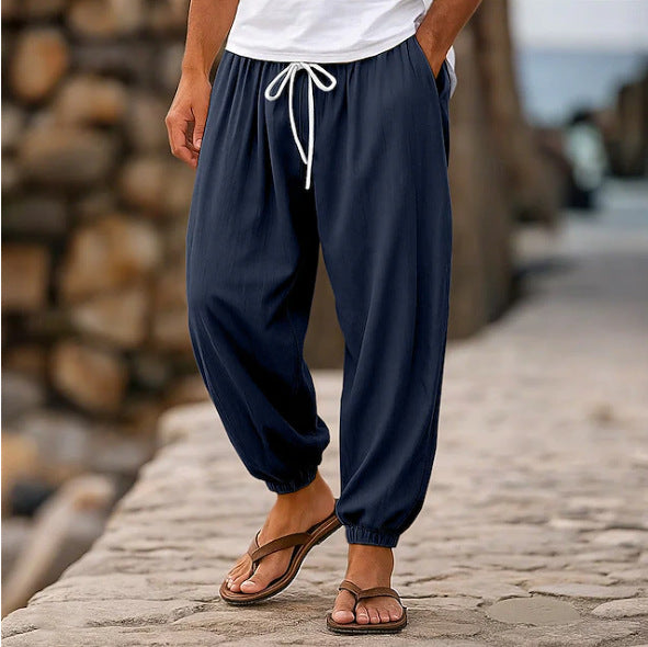 Men's Casual Loose-fitting Solid-color Beach Shorts