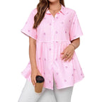 European And American Plus-Size Women's Striped Shirt