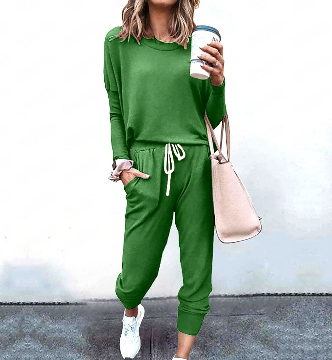 Loose Solid Color Long Sleeve Casual Set
