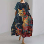 Womens 3D-printed  Loose-fit  Casual Plus-size Dress