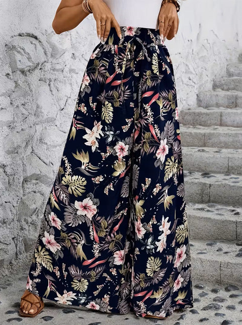 High Waist Leopard-print Printed Loose Casual Wide-leg Pants Women's Trousers