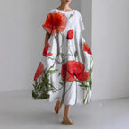 Women's Loose Round Neck Fashion Premium Short Sleeve Printed Dress