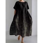 Women's Loose Round Neck Fashion Premium Short Sleeve Printed Dress