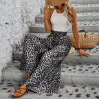 High Waist Leopard-print Printed Loose Casual Wide-leg Pants Women's Trousers