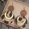 Three-layer Leopard Print Sequined Ring Leather Earrings