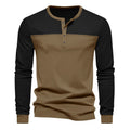 Retro Trendy Long-sleeve Color Matching Henry Collar Bottoming Shirt Casual T-shirt