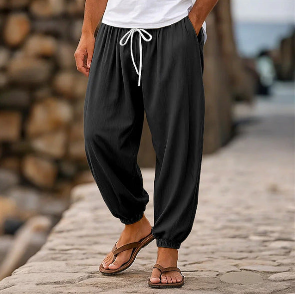 Men's Casual Loose-fitting Solid-color Beach Shorts