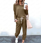 Loose Solid Color Long Sleeve Casual Set