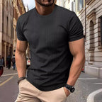 High-end Mesh Ice Silk Short Sleeve T-shirt Men's Round Neck Summer Solid Color