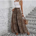 High Waist Leopard-print Printed Loose Casual Wide-leg Pants Women's Trousers