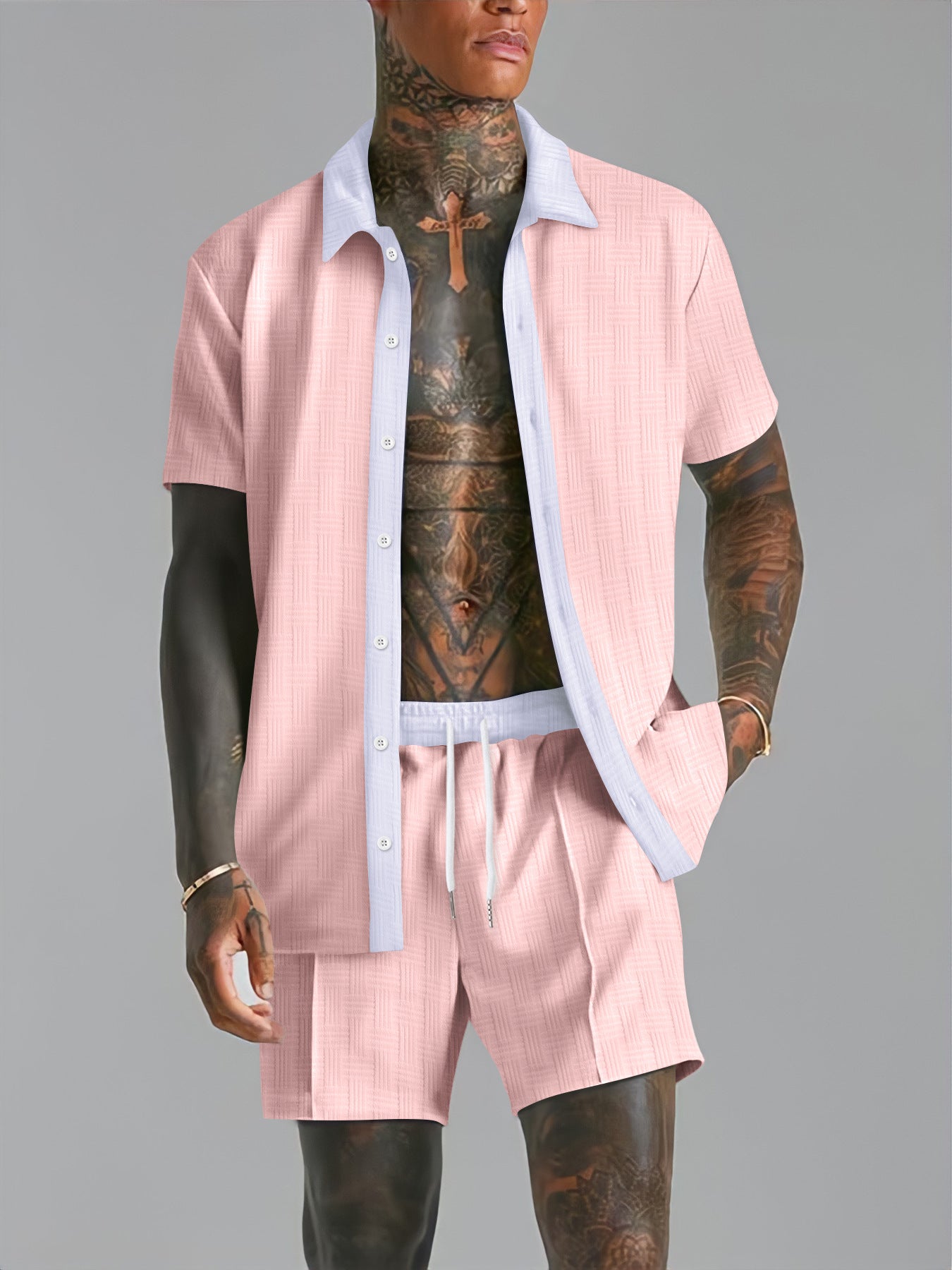 Men's Fashionable Casual Short-Sleeve Digital-Print Shirt