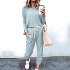 Loose Solid Color Long Sleeve Casual Set