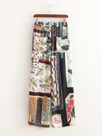 Retro Patchwork Printed Kimono Jacket Pants