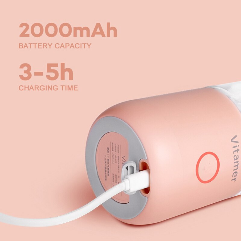 خلاط محمول سعة 350 مل، عصارة كهربائية قابلة لإعادة الشحن عبر منفذ USB، كوب سموثي، زجاجة عصير، أدوات مطبخ قابلة للشحن عبر منفذ USB