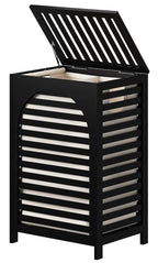 Black Laundry Hamper Laundry Hamper with Lid 22.5 Gallon (85L) Bamboo Wood Clothes Laundry Basket with Lid and Handles Removable Liner